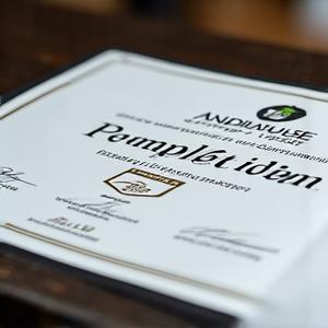 Un certificado de finalización con el logo de AndinaPulse Fitness, enmarcado y con un sello de excelencia.