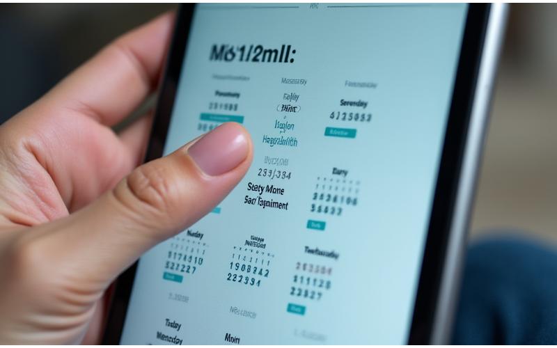 Calendario digital interactivo mostrando un horario de entrenamiento adaptable con diferentes franjas horarias y una mano seleccionando una hora en la interfaz limpia y moderna